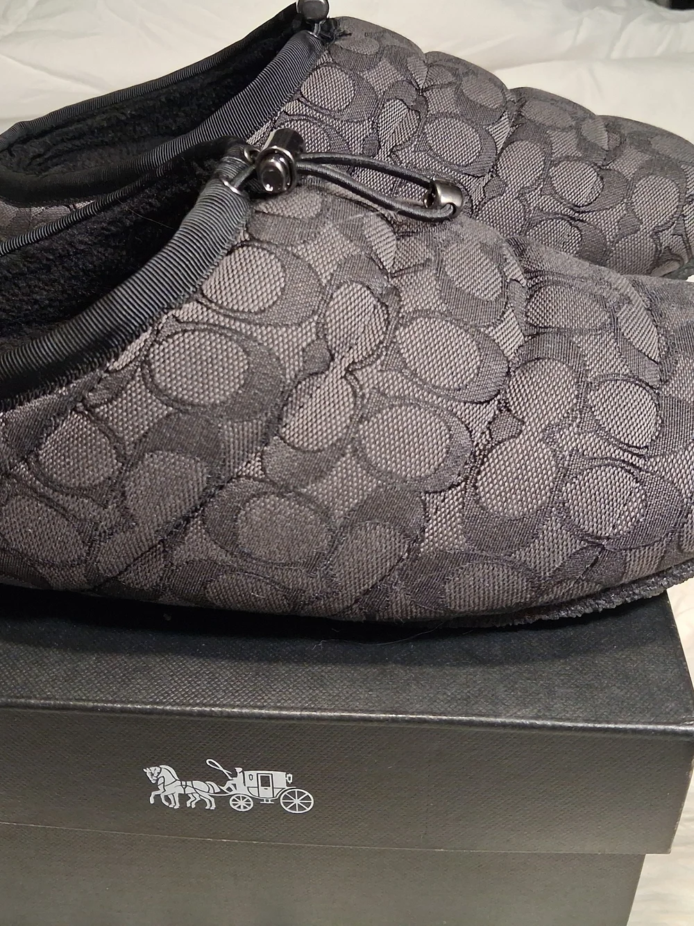 Coach Quilted Jacquard Slip-On Clog in Charcoal